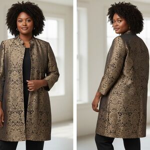 Coldwater Creek Gold and Black Patterned Coat Jacket